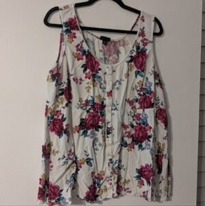 🌹 Torrid Multicolor Floral Button-Front Sleeveless Babydoll Rose Size 2 (18/20)